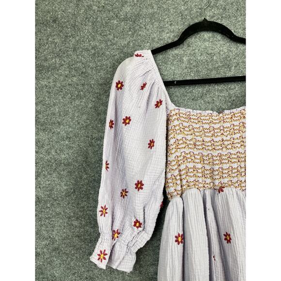 Women's Boho Dahlia Floral Embroidered Maxi Dress Pearl Island Color Size Large - Picture 8 of 10